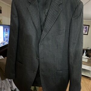 Sophisticated Black Pinstripe Men's Blazer